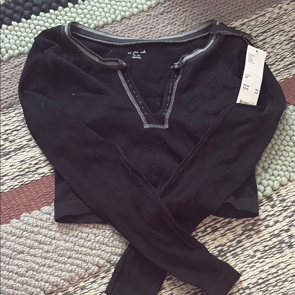 Urban Outfitters Black Polo Collar Long Sleeve Sweatshirt